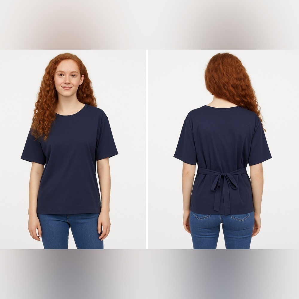 Ava Viv blue size XLarge womens short sleeve top ties in back